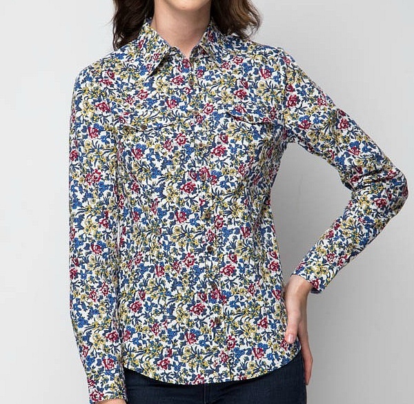 Рубашка женская с рисунком - цветы